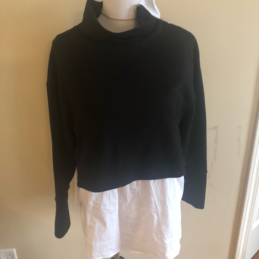 Kenar Cowl Mock Zip Layered Sweater